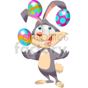 easter bunny juggling eggs cartoon clipart .