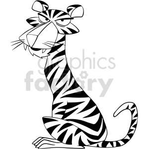 black and white cartoon tiger clipart .