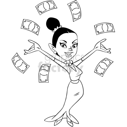black and white cartoon rich girl clipart clipart. Commercial use image # 417881