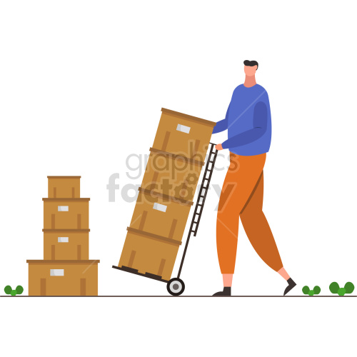 person moving boxes vector graphic clipart.