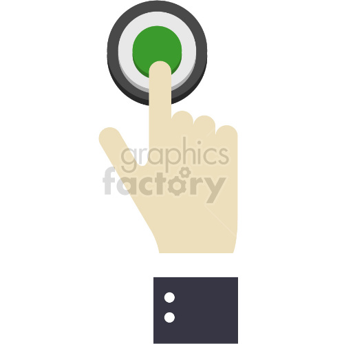 hand pushing green button vector clipart .