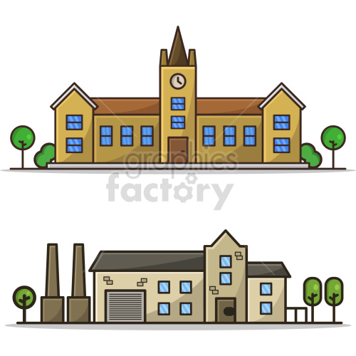 buildings clock factory school