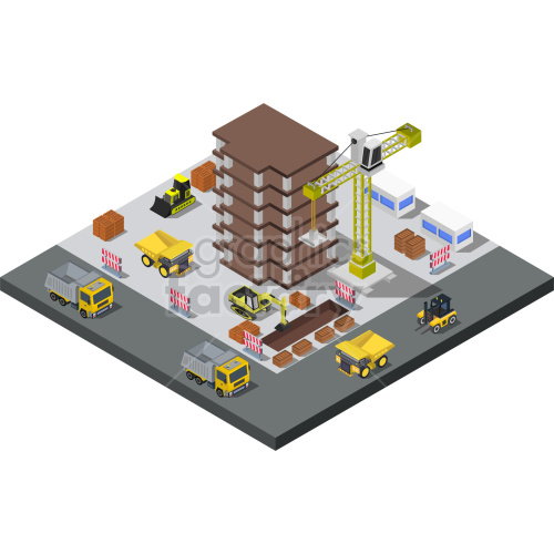 isometric construction zone vector clipart .