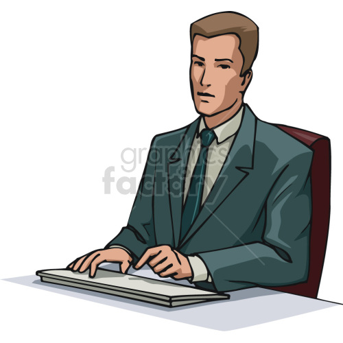 lawyer sitting at keyboard clipart.