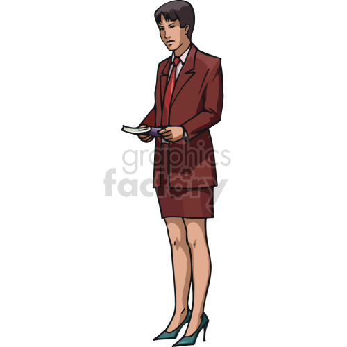 female lawyer in red suit clipart.