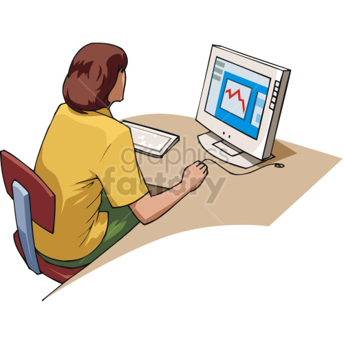 woman working on computer clipart.