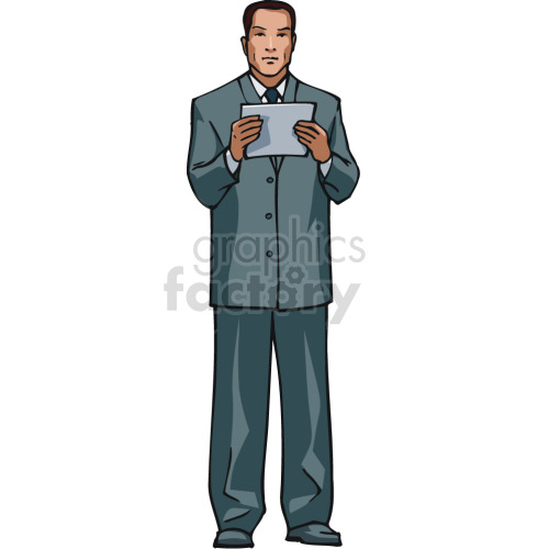 business man reading paper