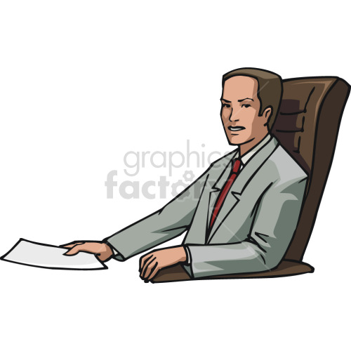 lawyer sitting in office chair clipart. Commercial use image # 418629