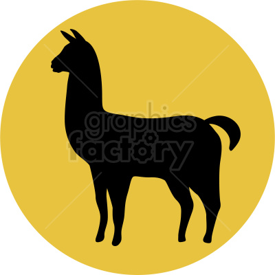 lama on yellow circle background vector clipart