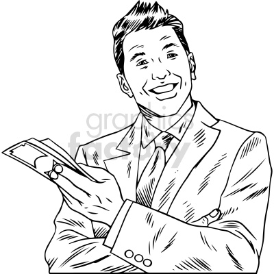 black and white salesman vector clipart