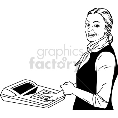black and white saleswoman vector clipart