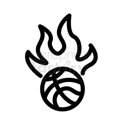 vector graphic of flaming basketball icon