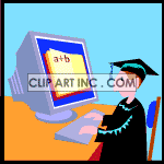 Graduation student typing on a computer animation. Commercial use animation # 119848