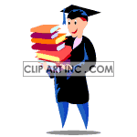 Animated man walking and carrying a stack of books