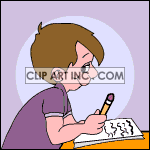 Animated boy taking a test animation. Commercial use animation # 119897