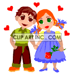 Boy and girl holding hands in love clipart. Royalty-free image # 120861
