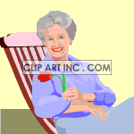 Grandma smelling a rose clipart.