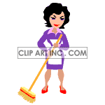 animated woman sweeping the floor animation. Royalty-free animation # 121677