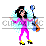 Musician holding his guitar and waving to the crowd. clipart.
