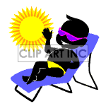 Animated man in a lounge chair on the beach clipart.