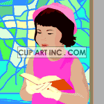 girl reading from the bible clipart. Royalty-free image # 122764