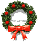 Animated Christmas wreath with a big red bow clipart. Commercial use image # 123798