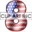 This animated gif is the number 8 , with the USA's flag as its background. The flag is waving, but the number remains still