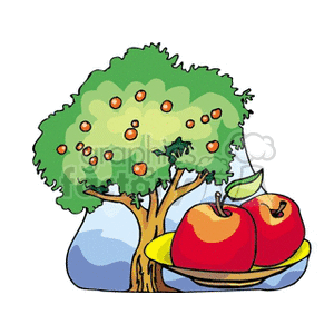 Bowl of apples and apple tree clipart. Commercial use image # 128243