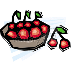 Brown Bowl Holding Red Cherries clipart.