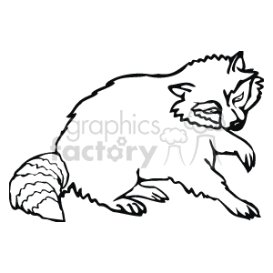 black and white raccoon clipart. Royalty-free image # 129193