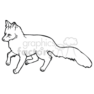 black and white outline of a fox clipart. Commercial use image # 129282