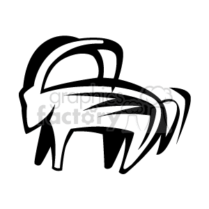 Black and white abstract of long-horned antelope clipart. Royalty-free image # 129736