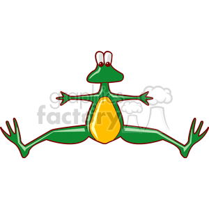 Cartoon frog doing a split clipart. Royalty-free image # 129842