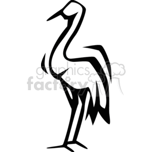 Black and white abstract of water bird clipart.