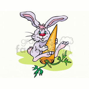 Green Eyed Rabbit Holding a Carrot clipart. Commercial use image # 130882