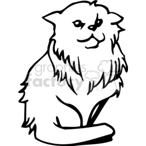 Black and white long haired cat seated clipart. Commercial use image # 130951