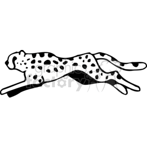 Black and white side profile of cheetah in full run clipart.