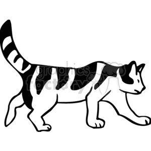 Black and white cat with spots walking on all fours clipart. Royalty-free image # 130961