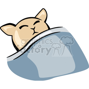 Cat sleeping under a blanket clipart. Commercial use image # 131085