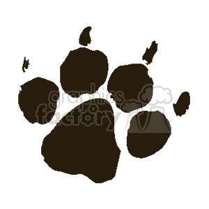 The clipart image shows a black and white paw print with visible claws, likely from a dog or other canine animal.
