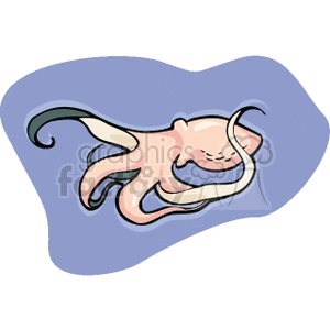 Pink octopus in blue waters clipart.