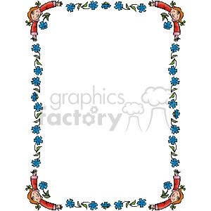 clipart - Border of girl with flowers.