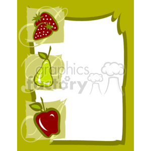 Strawberry pear and apple border clipart. Commercial use image # 134094
