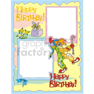 clipart - Happy birthday photo frame with a clown.