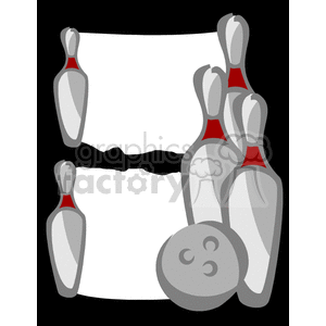 Bowling pin and bowling ball photo frame clipart. Commercial use image # 134298