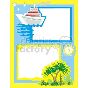 Cruise ship and palm trees photo frame
