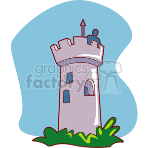 castle's tower with a man's shadow in the top clipart. Commercial use image # 134388