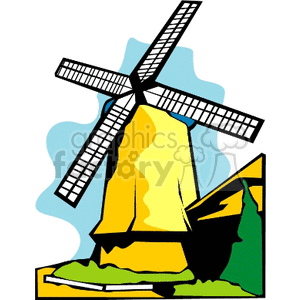   windmill windmills  windmill-yellow.gif Clip Art Buildings 