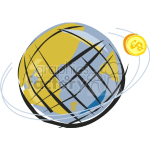 clipart - coin spinning around the world.