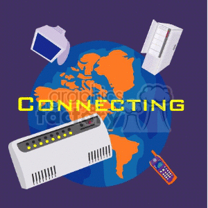   connecting modem phone computer earth globe web internet data networking network digital business www web  Digital008.gif Clip Art Business Internet 